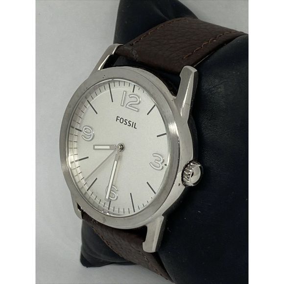 Fossil BQ2442 Men's Brown Leather Analog White Dial Quartz Genuine Watch W94 - Picture 4 of 12